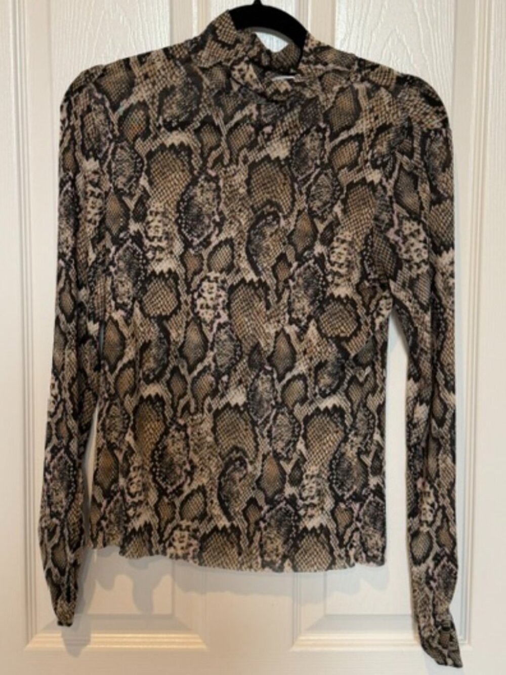 Love Fire Shear Snake Print Mock Neck Top Size L